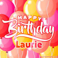 Happy Birthday Laurie Colorful Animated Floating Balloons Birthday  gambar png