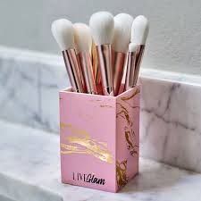 pink marble brush holder liveglam