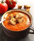 a fresh roasted tomato and  red pepper soup