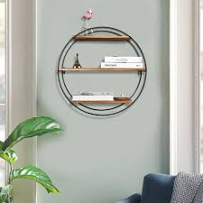 Solid Wood Floating Shelf 3tier Round