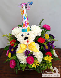 Happy birthday with flowers flower nature meadow. Woof Woof Happy Birthday Birthday Flower Arrangements From Abc Florist Long Beach By A Beautiful California Florist