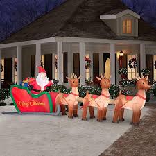 With such a wide selection of holiday accents & figurines for sale, from brands like g. Home Accents Holiday Christmas Decorations 16 Ft W Inflatable Santa In Sleigh With Reindeers Buy Online In Aruba At Aruba Desertcart Com Productid 35464309