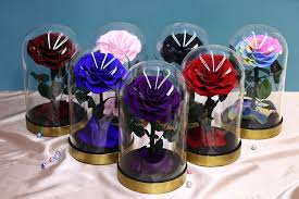 Glass Dome Natural Eternal Rose Flowers