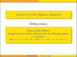 Using Gauss Jordan Method Solve The
