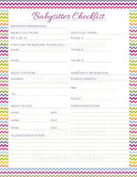 Free Printable Babysitter Checklist From The Paper Lantern Shop On