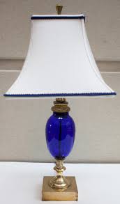 cobalt blue glass baccarat lamp with
