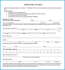 Vehicle Bill Of Sale Template Pdf Nc Fillable Printable