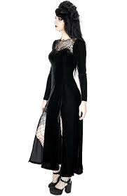 Black Widow Dress Long Gothic Gown With Guipure