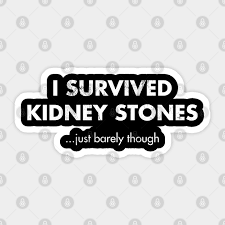 Kidney stones are hard masses that form in the kidneys when there is not enough liquid to dilute waste chemicals in the urine. I Survived Kidney Stones Just Barely Though Joke Sticker Teepublic Uk