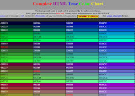 Html Color Chart True Colors Chart Color