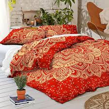 Red Gold Mandala Bohemian Bedding Set