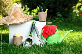 Gardening Tools Gloves Straw Hat And