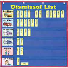 Dismissal List Space Saver Pocket Chart Kinder Garten