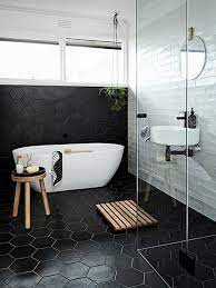 a mix of black and white tile