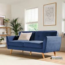 blue bule velvet 3 seater sofa set