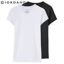 Giordano Men Tshirt Men 2 Pack Short Sleeves Tee V Neck T Shirt Men Top Brand Clothing Cotton Tee Shirt Homme Solid Color Tshirt Q190404
