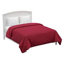 100 Polyester Burdy Full Queen Size Quilt Coverlet Basket Weave Quilted Lightweight Bedding Red
