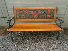 cast iron wooden garden bench