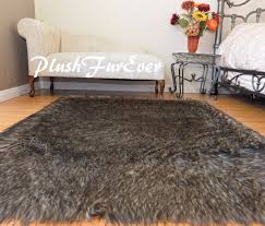 rectangle plush area rug faux fur lodge