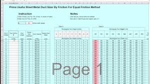 Duct Sizing With Cfm And Friction Loss Table 2017