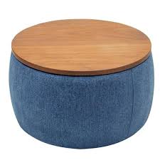 Navy Fabric Drum Coffee Table