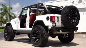 custom white jeep wrangler red interior