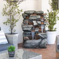 Alpine Corporation 5 Tier Rock Fountain With Led Lights