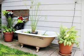 how to make a garden pond in an old bathtub