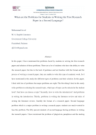 Discussion of the problem paper. Pdf What Are The Problems For Students In Writing The First Research Paper In A Second Language