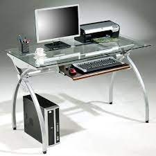 It's a good choice for high schools and home offices. Tempered Glass Top Steel Frame Computer Desk