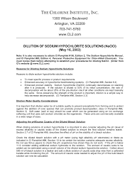 Dilution Of Sodium Hypochlorite Solutions Naocl May 16