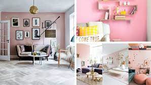 a pink wall in the living room 15
