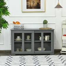 Gray Buffet Sideboard Storage Cabinet