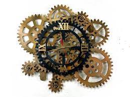 Rotating Gears Wall Clock Industrial