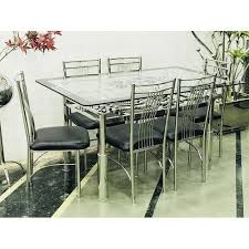 6 chair and 1 table stainless steel