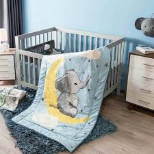Gray Moon Boy Nursery Crib Bedding Set