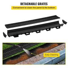 vevor trench drain system 5 7 x 3 1 x 39 4 in drainage trench channel drain black plastic garage floor drain 3 pack