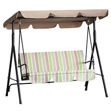 Outsunny Outdoor 3 Person Metal Porch Swing Chair Bench Canopy