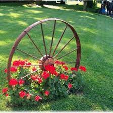 Yard Landscaping Garden Art Wagon Wheel