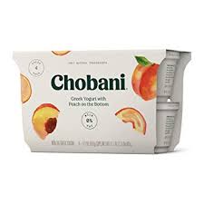 Chobani Non Fat Greek Yogurt Peach On The Bottom 5 3oz 4 Pack