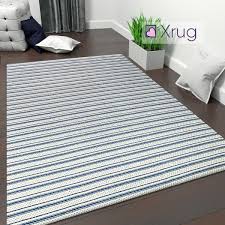striped cotton rug navy blue cream