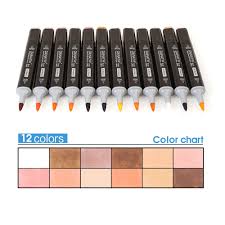 Us 23 04 26 Off 12 Colors Skin Tones Soft Brush Markers Set Alcohol Based Sketch Marker Pen For Manga Professional Drawing Art Supplies In Art