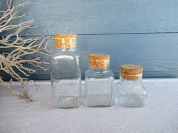 Vintage Square Glass Storage Jars With