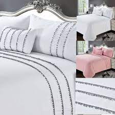 Grey Pink White Quilt Duvet Cover Set