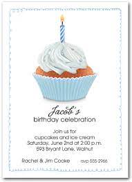 blue birthday cupcake party invitations