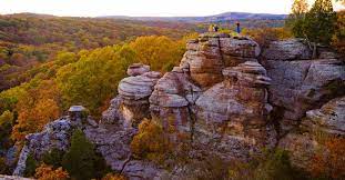 The observation trail features unique sandstone rock formations and panoramic views of the surrounding garden of the god wilderness. Take Your Place In The Garden Of The Gods Illinois
