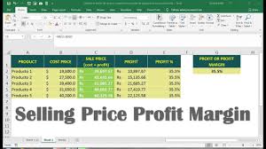 calculate selling from cost