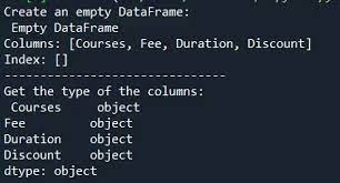 pandas empty dataframe with column