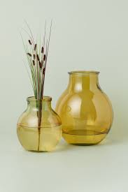 round glass vase yellow h m cn