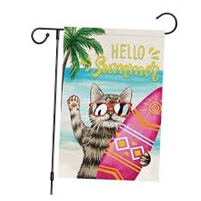 O Summer Cat Garden Flags 12x18
